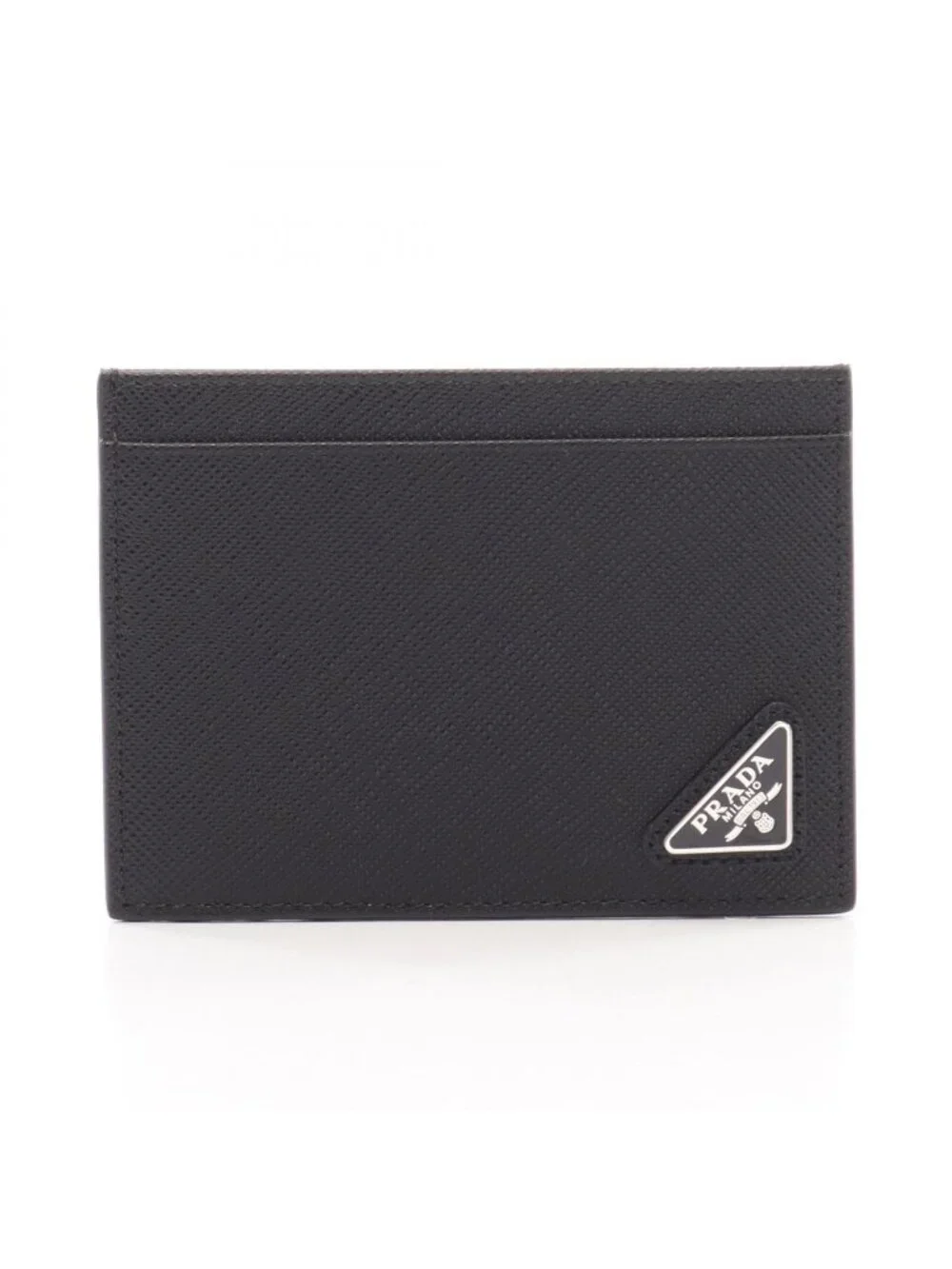 Prada Card Case Saffiano Triang Leather